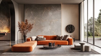 Wall Mural - Luxurious and very nice living room design with chic furnishings picture