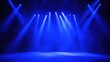 © MakoPoko - Bright blue stage lights beaming down on an empty surface creating dramatic contrast and vibrant illumination perfect for performances