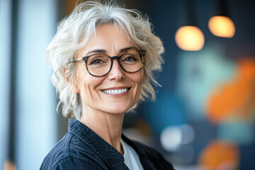 Wall Mural - Confident Senior Medical Executive Woman Leading in Clinic Office