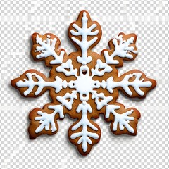 gingerbread-christmas-snowflake-cookie-biscuit-on-transparent-background-cutout-png-file