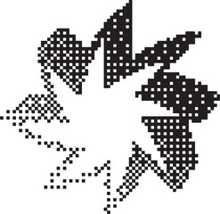 Poster - Bitmap pixel arcade game effect. Circle frame with bit pattern texture. Round y2k halftone element. Aesthetic dither gradient. 2000s noisy illustration