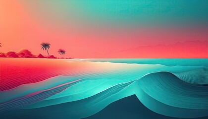 Poster - Palm trees by a blue ocean