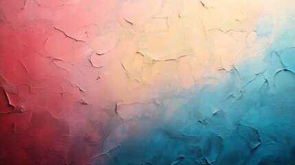 Abstract textured background with pink, orange, and blue hues.