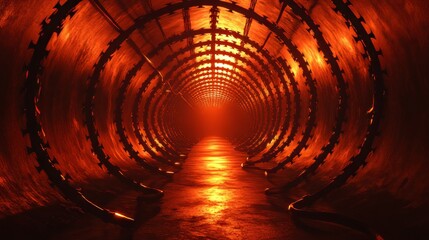 Poster - A tunnel with a red light shining down on it