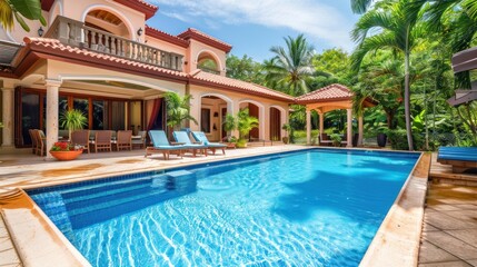 Sticker - Luxury Villa with Swimming Pool and Tropical Garden