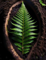 Sticker - A single fern frond in the forest.