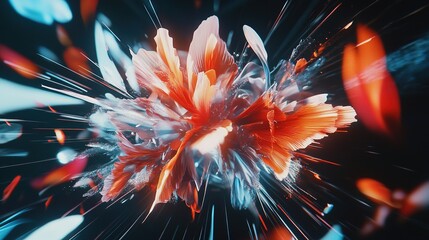 Poster - A vibrant explosion of color and shapes creates an abstract floral design, showcasing intricate details in a dynamic composition