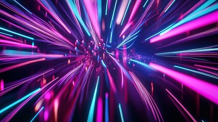 Aufkleber - Vivid light streaks burst in a surreal display of neon colors, creating an immersive digital atmosphere at night