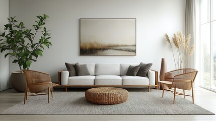 Wall Mural - Beautiful and sophisticated living room design featuring high-end furnishings picture