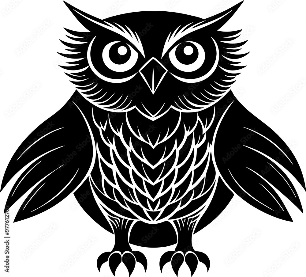 Owl silhouette vector art .This is an editable and printable vector eps