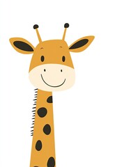 Wall Mural - Cute Smiling Giraffe Cartoon Character Art