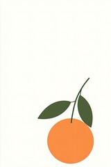 Sticker - Minimalist Citrus Fruit Orange with Green Leaves