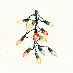 Wall Mural - simple watercolor illustration of christmas lights. ai generated image