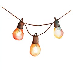 Wall Mural - simple watercolor illustration of christmas lights. ai generated image