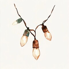 Wall Mural - simple watercolor illustration of christmas lights. ai generated image