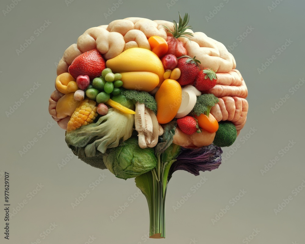 Food For Thought. Brain Shape Symbolizes Healthy Concepts and ...