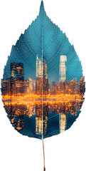 Wall Mural - isolated leaf with landscape