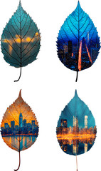 Wall Mural - isolated leaf with landscape