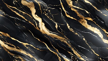 Luxurious black marble texture adorned with golden veins for sophisticated design aesthetics