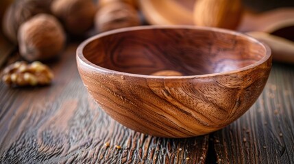 Wall Mural - Wooden Bowl on Rustic Table