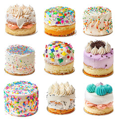 set of cupcakes on transparent background, clipping path, png, 