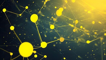 Wall Mural - Ethereal abstract design featuring yellow dots and interconnected lines, ideal for technology or science themes