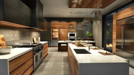 Sticker - Modern Kitchen with Wooden Accents