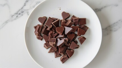 Canvas Print - A plate of chocolate hearts is piled on top of each other