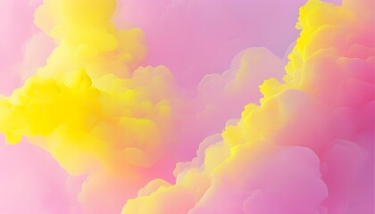 Wall Mural - Dreamy abstract gradient blend of soft pink and yellow, evoking clouds and smoke, perfect for digital design and social media backgrounds