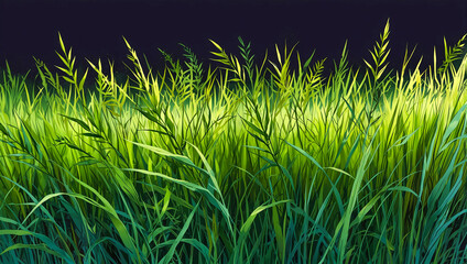 2D green grass artwork on black background