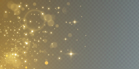 Poster - Christmas background. Powder PNG. Magic shining gold dust. Fine, shiny dust bokeh particles fall off slightly. Fantastic shimmer effect.