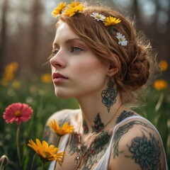 portrait of the girl with a wreath of flowers