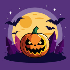 Wall Mural - halloween background with pumpkin