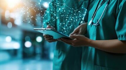 doctor and nurse in a rapid exchange of patient information during a critical emergency intervention