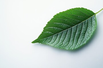 Wall Mural - a vibrant green leaf showcasing intricate veins and a fresh appearance, perfect for nature-themed de