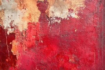 Poster - Aged patterns against a crimson background: an abstract art journey