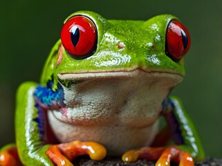 Wall Mural - Red Eyed Tree Frog Close Up Portrait