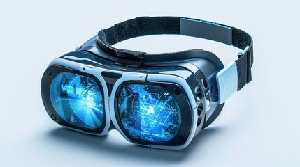 optical hinged display or virtual reality glasses on a white background