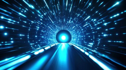 Wall Mural - blue light tunnel