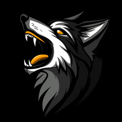 Cartoon Style Howling Wolf Logo Icon Illustration Perfect for Print on Demand T Shirt Design