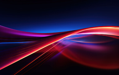 Poster - Vibrant abstract blue and red waveform with fluid motion and colorful gradients.