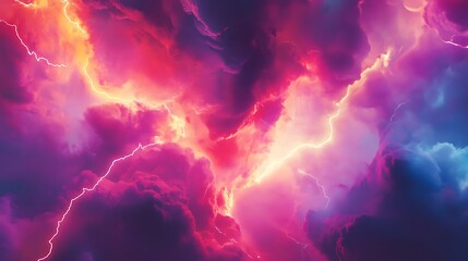 Wall Mural - A vibrant, dynamic thunderstorm background with a clear area for text