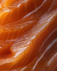 Poster - Freshly Sliced Salmon Fillets Arranged Beautifully on a Clean Surface With Natural Light