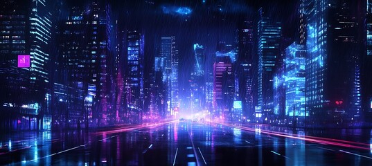 Poster - Advanced City Life with AI-Controlled Transport and Vibrant Holographic Ads





