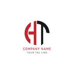 Leinwandbilder - A set of letter H T logo designs is made with a circle shape. Premium Vector