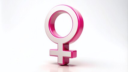 Vibrant pink and white female gender symbol sign isolated on a white background, bold and modern design representing