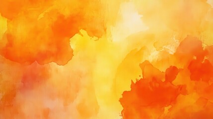 Sticker - abstract orange and yellow watercolor background vibrant warm colors digital painting