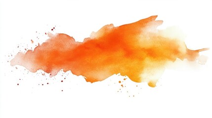 Sticker - abstract orange watercolor paint stain with soft flowing edges on white background artistic illustration