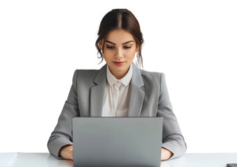 Young business woman laptop computer working.