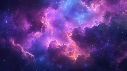 Canvas Print - aweinspiring nebula clouds and cosmic dust vivid colors swirling in deep space science fiction illustration